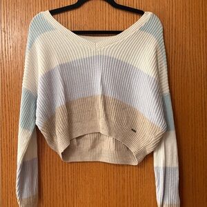 Hollister V-Neck Sweater - Cream, Blue, Tan